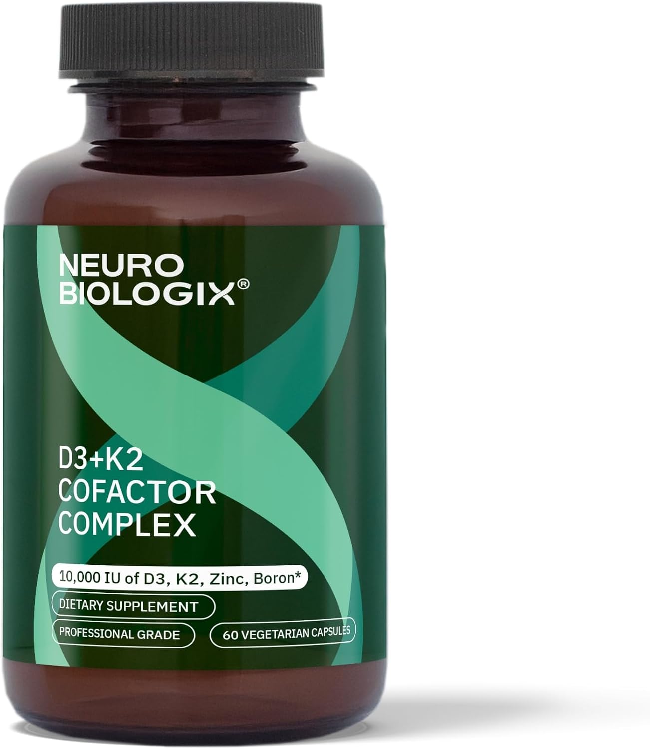 Neurobiologix Complejo de Vitamina D3 + K2 Cofactor, 10.000 UI D3 con K2 MK-7, Zinc y Boro, 60 Cápsulas