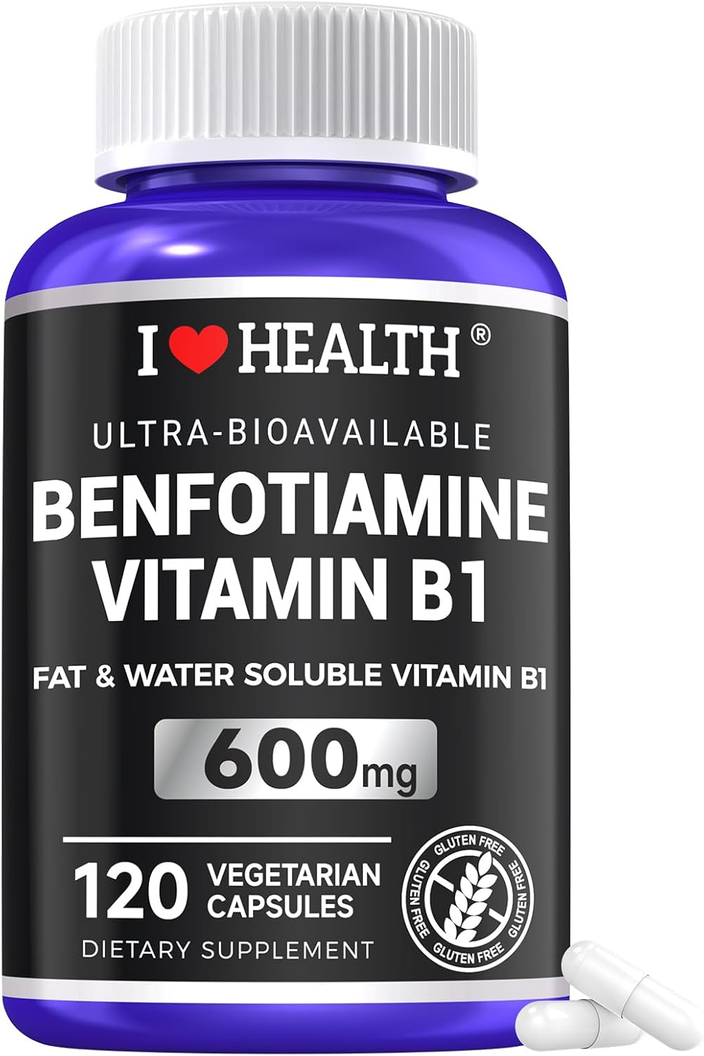 Vitamin B1 500mg con Benfotiamina 20mg, 120 Cápsulas – Complejo B-1 2 en 1