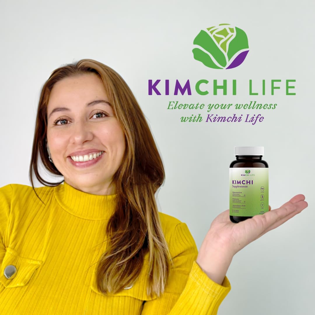 Kimchi Life – Cápsulas de Kimchi Fermentado Premium – Probióticos Veganos para la Salud Intestinal y el Sistema Inmunitario