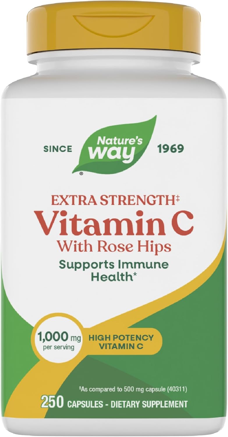 Nature's Way Vitamin C con Escaramujo Extra Fuerte - 1000 mg por dosis - 250 cápsulas