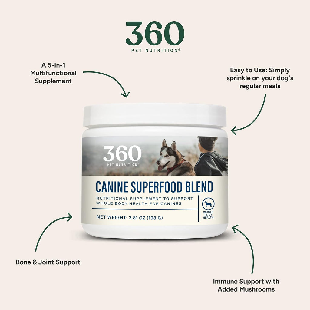 Canine Superfood Boost – Complemento alimenticio para perros, todas las etapas vitales, 30 raciones, sabor a carne