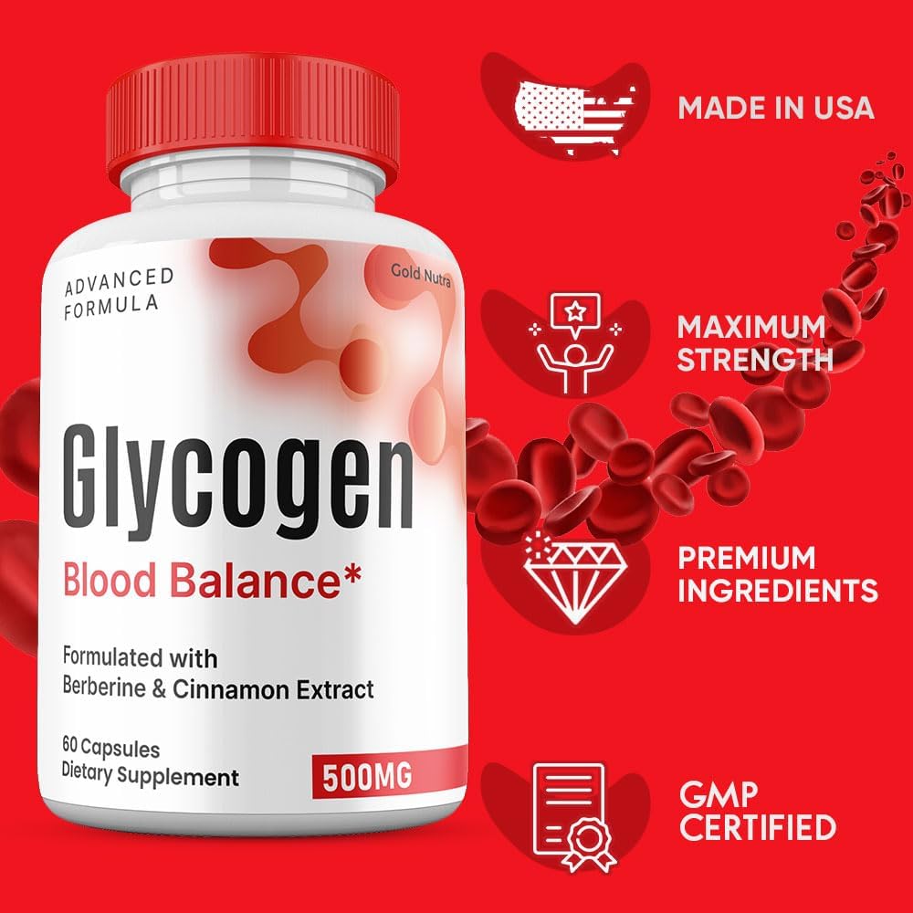 Glycogen Blood Balance Capsules, Premium All Natural Ingredients, 3 Pack
