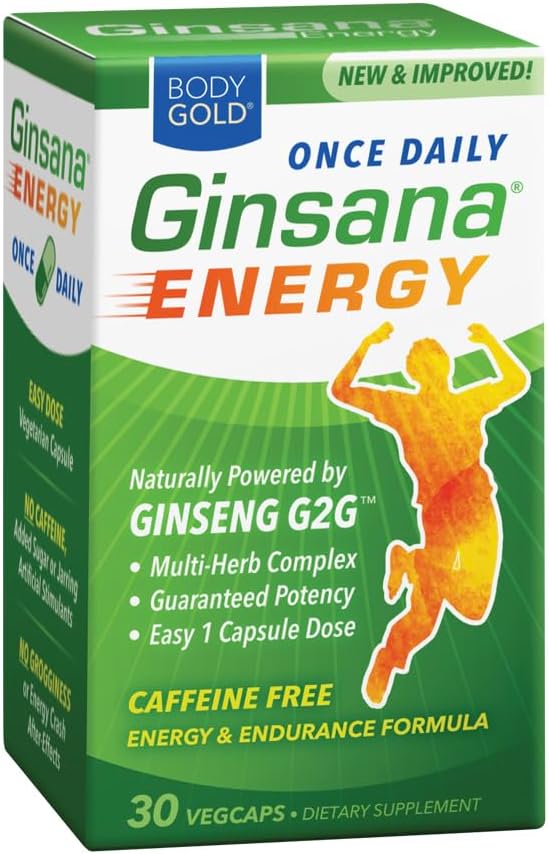 Body Gold Ginsana Energy - Panax Ginseng + Hierbas - 30 Cápsulas x3