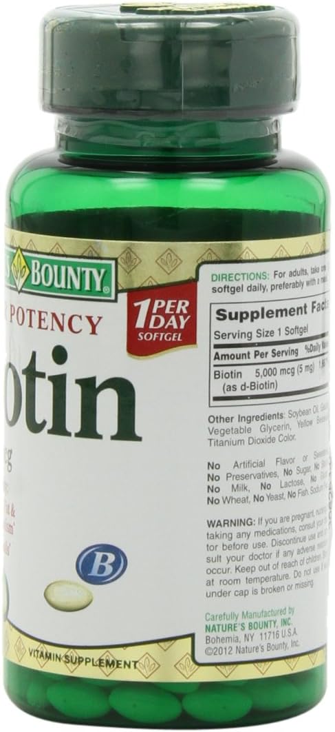 Nature's Bounty Biotina Super Potencia 5000mcg - 72 Cápsulas Blandas (Pack de 2)