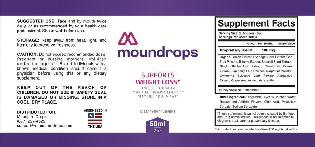 Moundrops Gotas para la Energía y el Fitness - Fórmula Natural - 90 Servicios (Pack de 5)