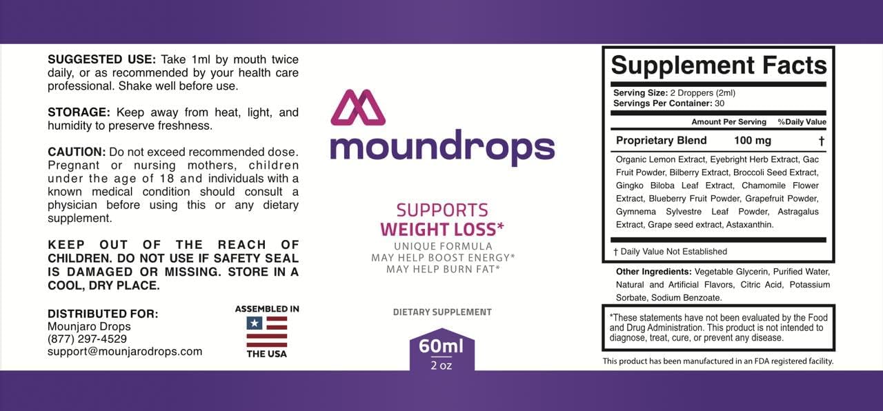 Moundrops Gotas para la Energía y el Fitness - Fórmula Natural - 90 Servicios (Pack de 5)