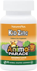NaturesPlus Animal Parade KidZinc - Zinc Quelado Orgánicamente para Niños - 90 Pastillas Sabor Mandarina