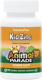 NaturesPlus Animal Parade KidZinc - Zinc Quelado Orgánicamente para Niños - 90 Pastillas Sabor Mandarina