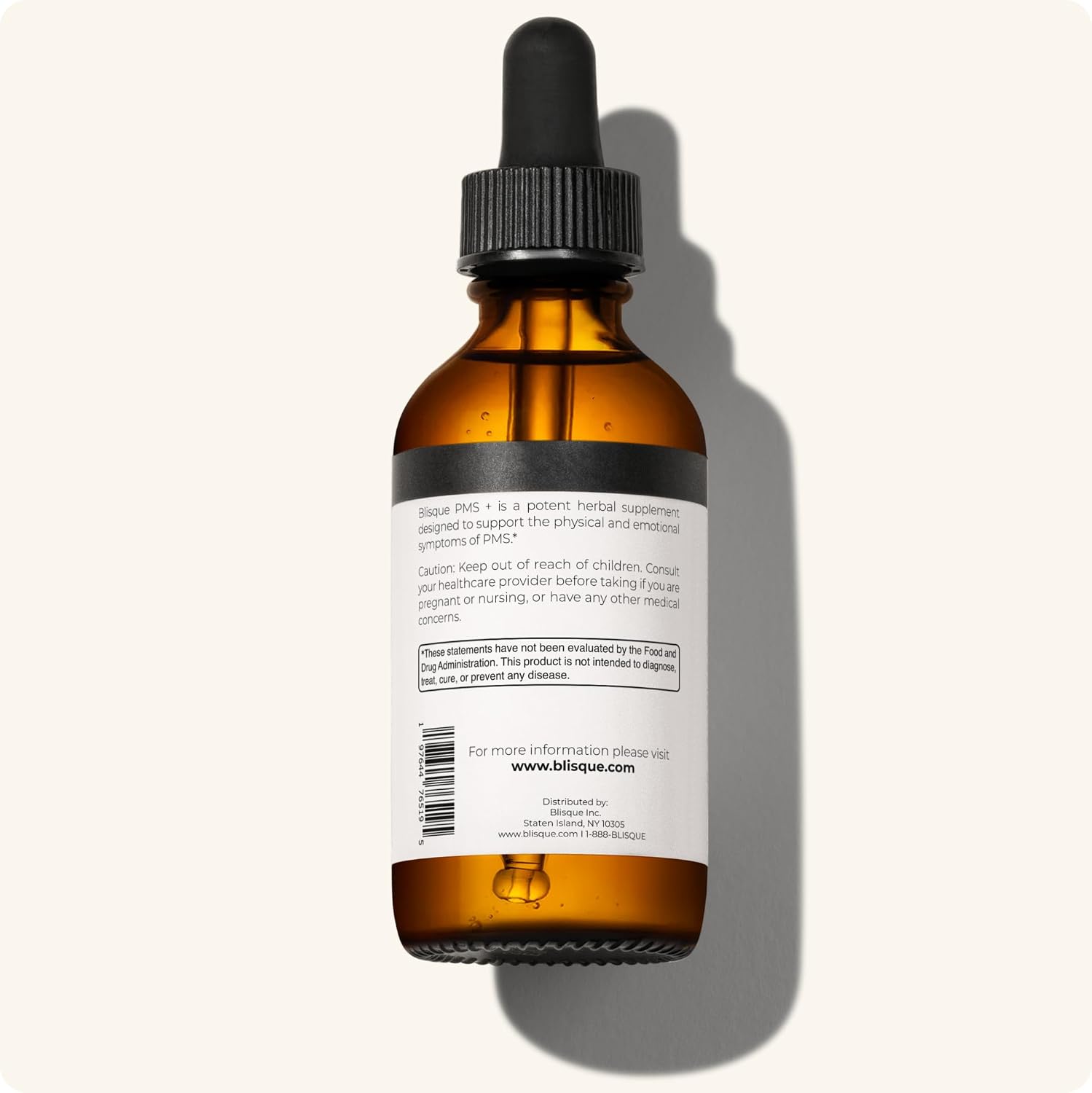 Blisque PMS+ – Suplemento Natural para el Síndrome Premenstrual, Alivio de Cólicos e Hinchazón | Equilibrio Hormonal | Vegano y No-GMO | 59 ml | 59 Dosis