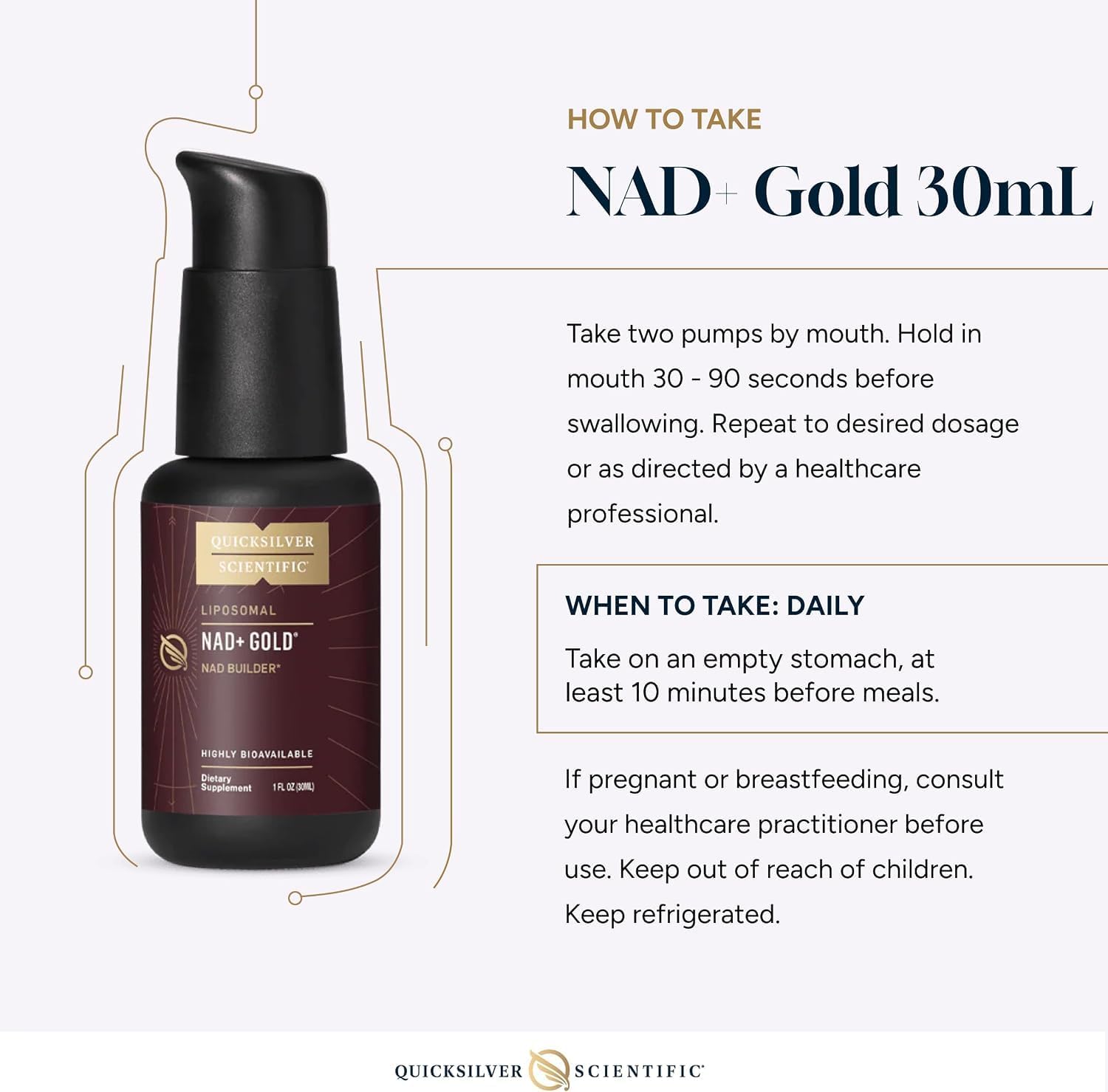 Quicksilver Scientific NAD+ Gold 30mL - Suplemento Liposomal de NMN