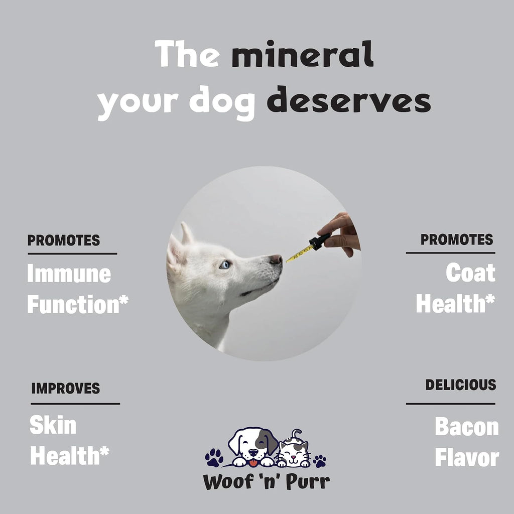 Zinc para Perros - Suplemento de Zinc Líquido para la Piel, el Pelaje y la Salud Inmunológica - 1 fl oz - Sabor a Bacon