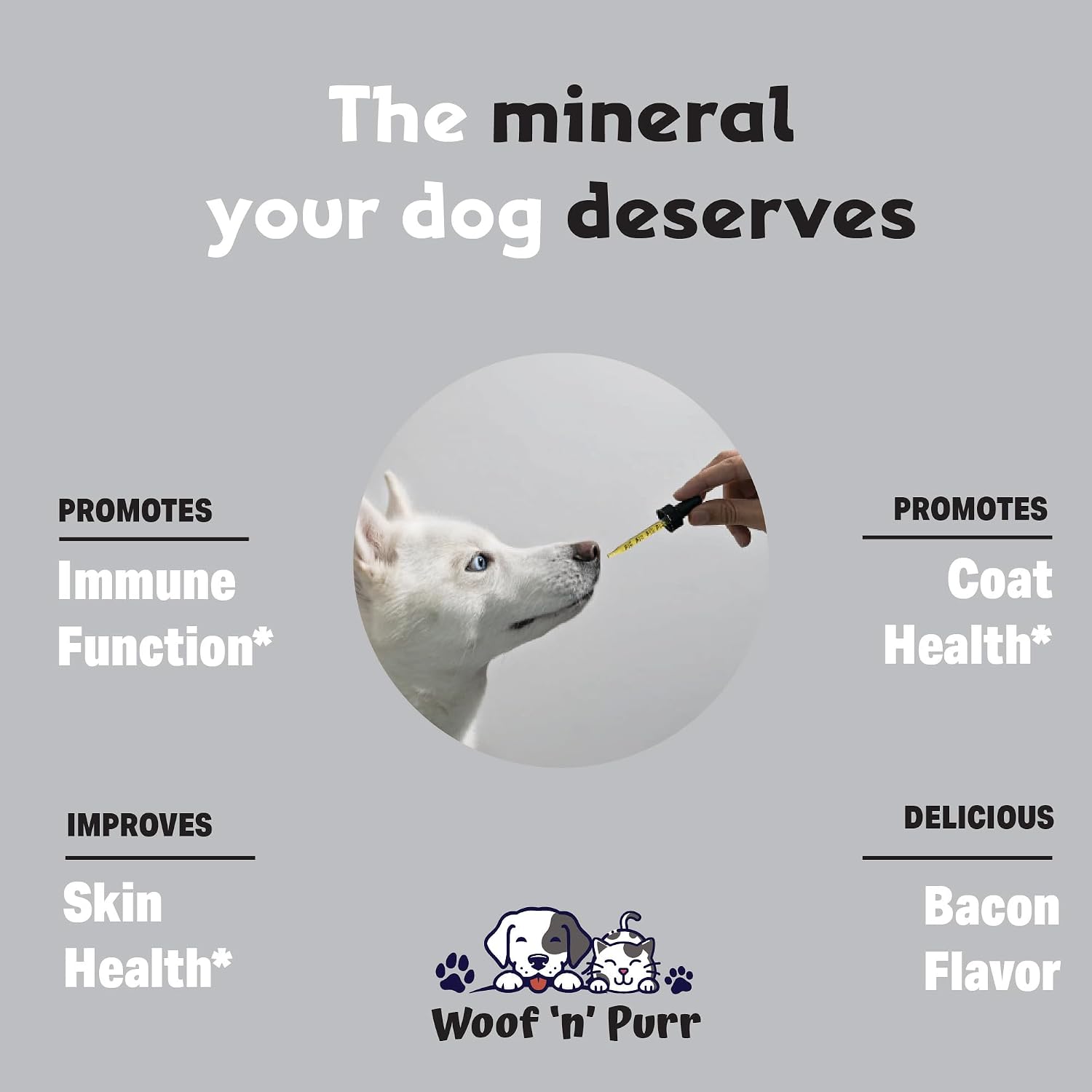 Zinc para Perros - Suplemento de Zinc Líquido para la Piel, el Pelaje y la Salud Inmunológica - 1 fl oz - Sabor a Bacon