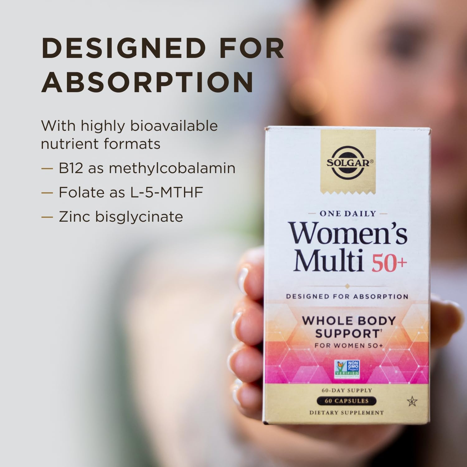 Solgar One Daily Women's Multi 50+ – Multivitamínico Completo para Mayores de 50, 60 Cápsulas Veganas