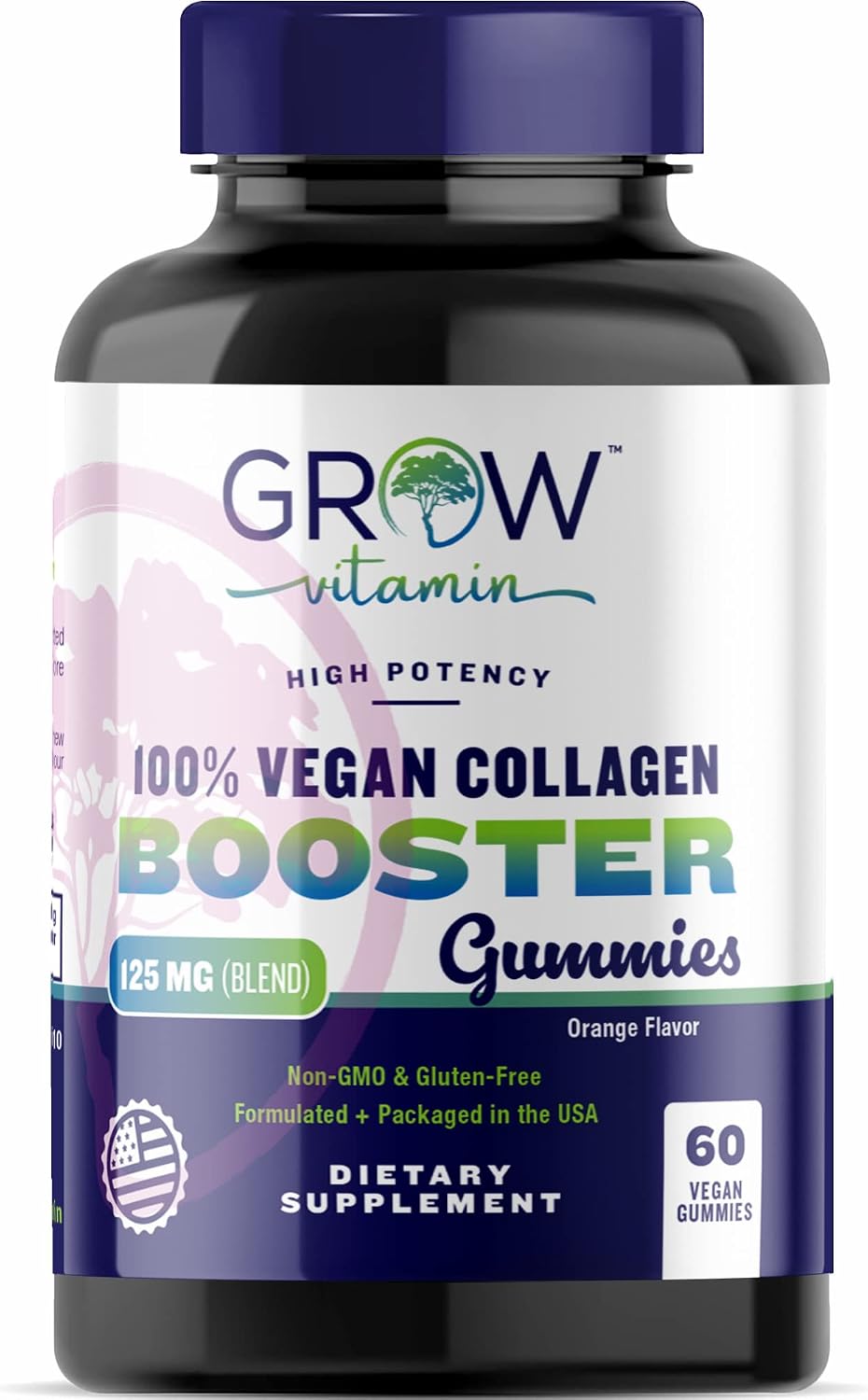 grow vitamin Collagen Booster Gummy Bears – Gominolas Veganas de Biotina para Piel, Cabello y Uñas – Sabor Fresa – 60 Gominolas