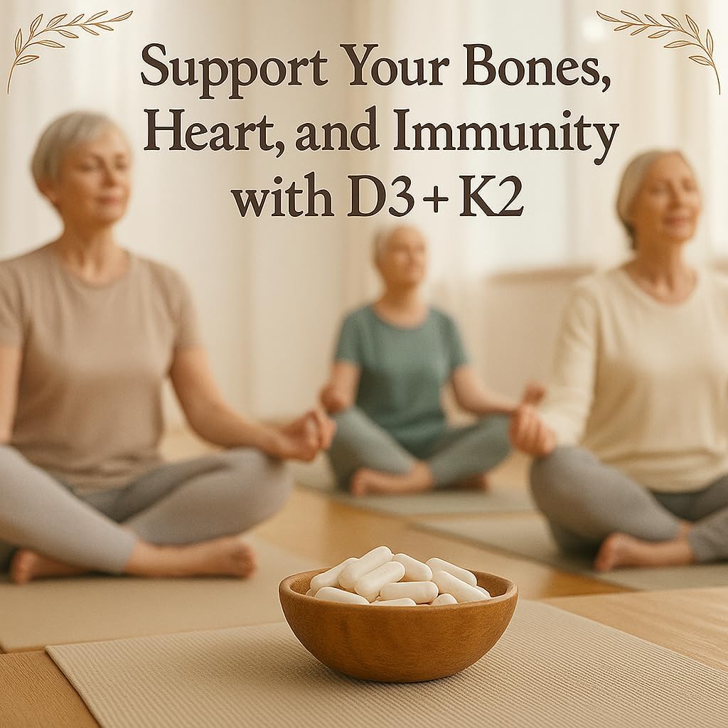 Me First Living Vitamina D3 + K2 MK-7, 125 mcg D3 y 100 mcg K2, con Calcio y BioPerine, Cápsulas Vegetales