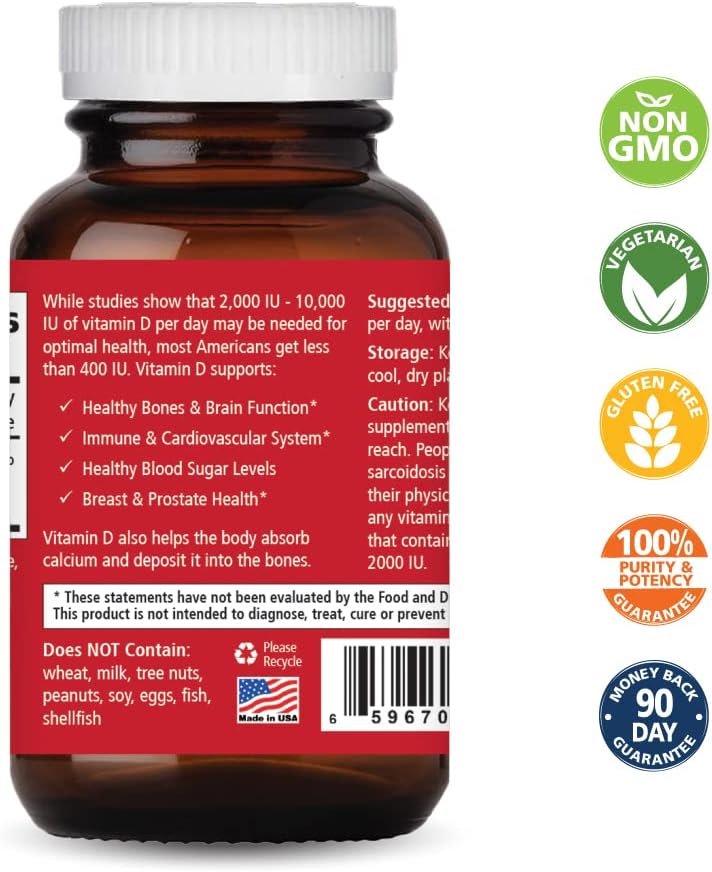 Vitamina D3 2000 UI - 30 Cápsulas - PURE ESSENCE LABS