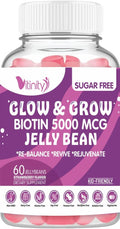 VITINITY Biotin 5000 mcg Extra Strength - Gominolas sin azúcar - 60 unidades (30 días)