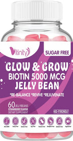 VITINITY Biotin 5000 mcg Extra Strength - Gominolas sin azúcar - 60 unidades (30 días)