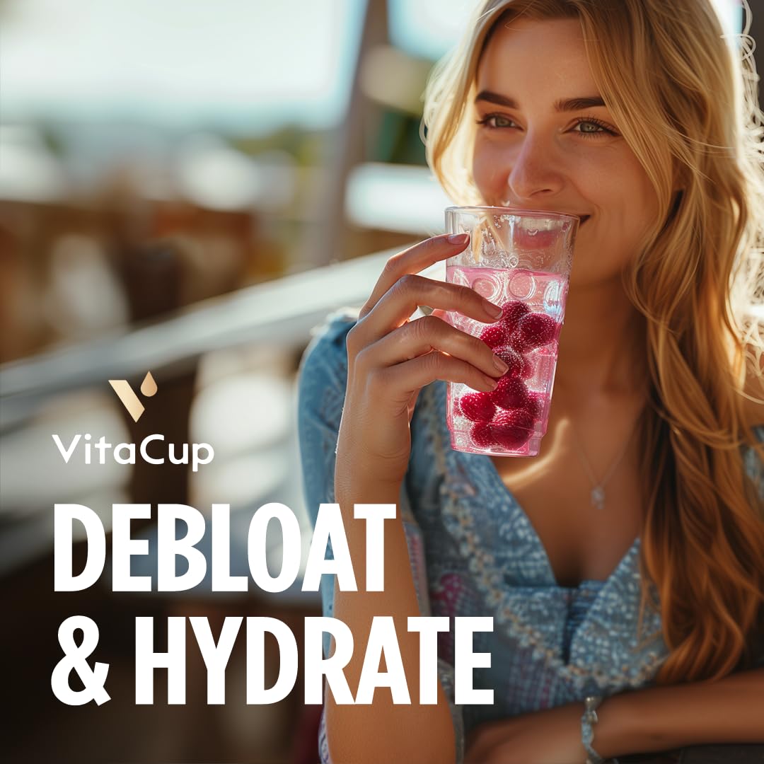 VitaCup Super H2O Mezcla en Polvo para Alivio de la Hinchazón y Salud Digestiva, con Probióticos, Prebióticos, Vitaminas C y B, Sabor a Bayas, 32 Sobres