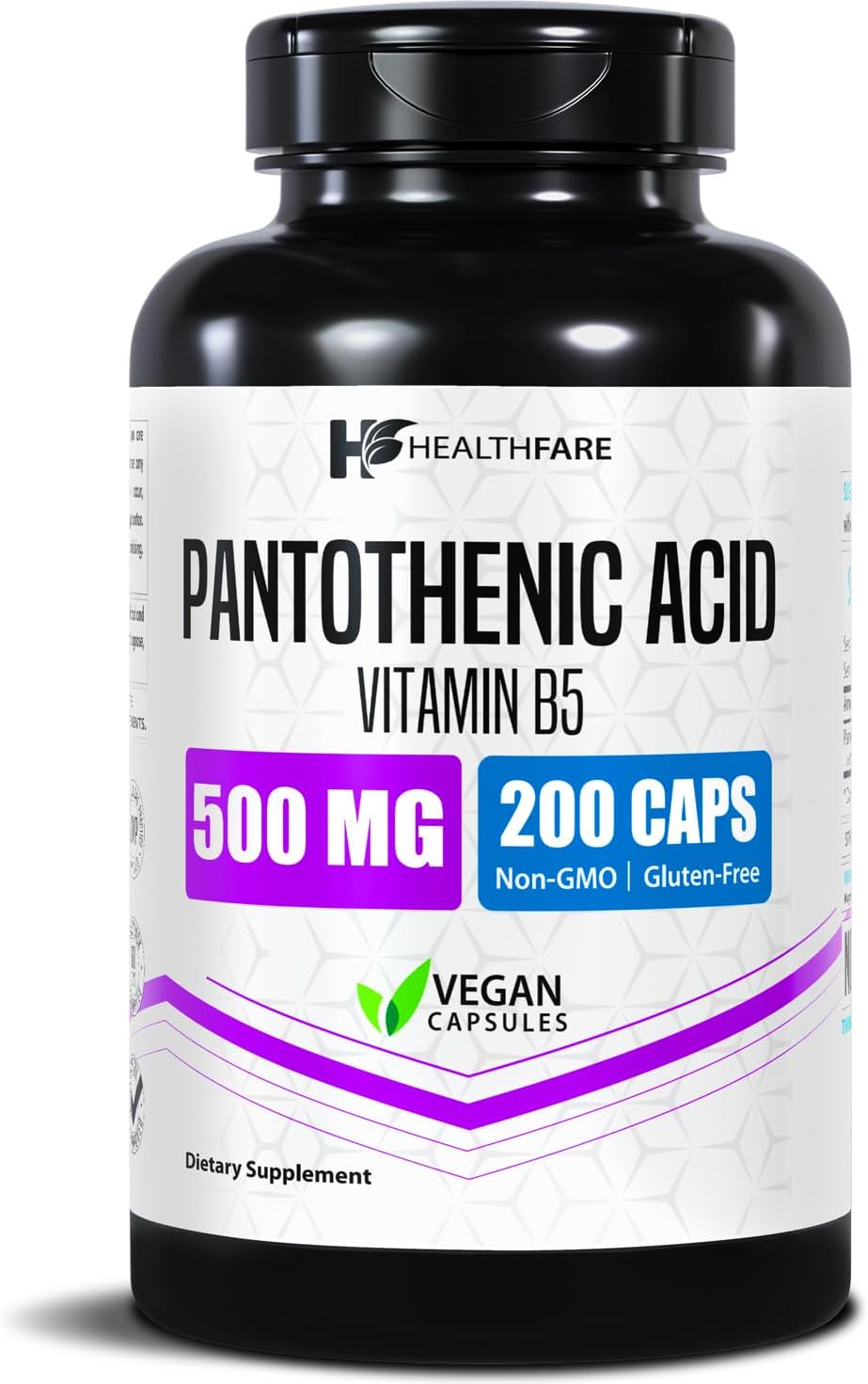 Healthfare Ácido Pantoténico 500mg Vitamina B5 | 200 Cápsulas Veganas