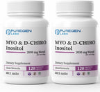 Puregen Labs Inositol Supplement | Myo Inositol & D-Chiro Inositol 2050mg - 240 Cápsulas Vegetales (2 Pack)