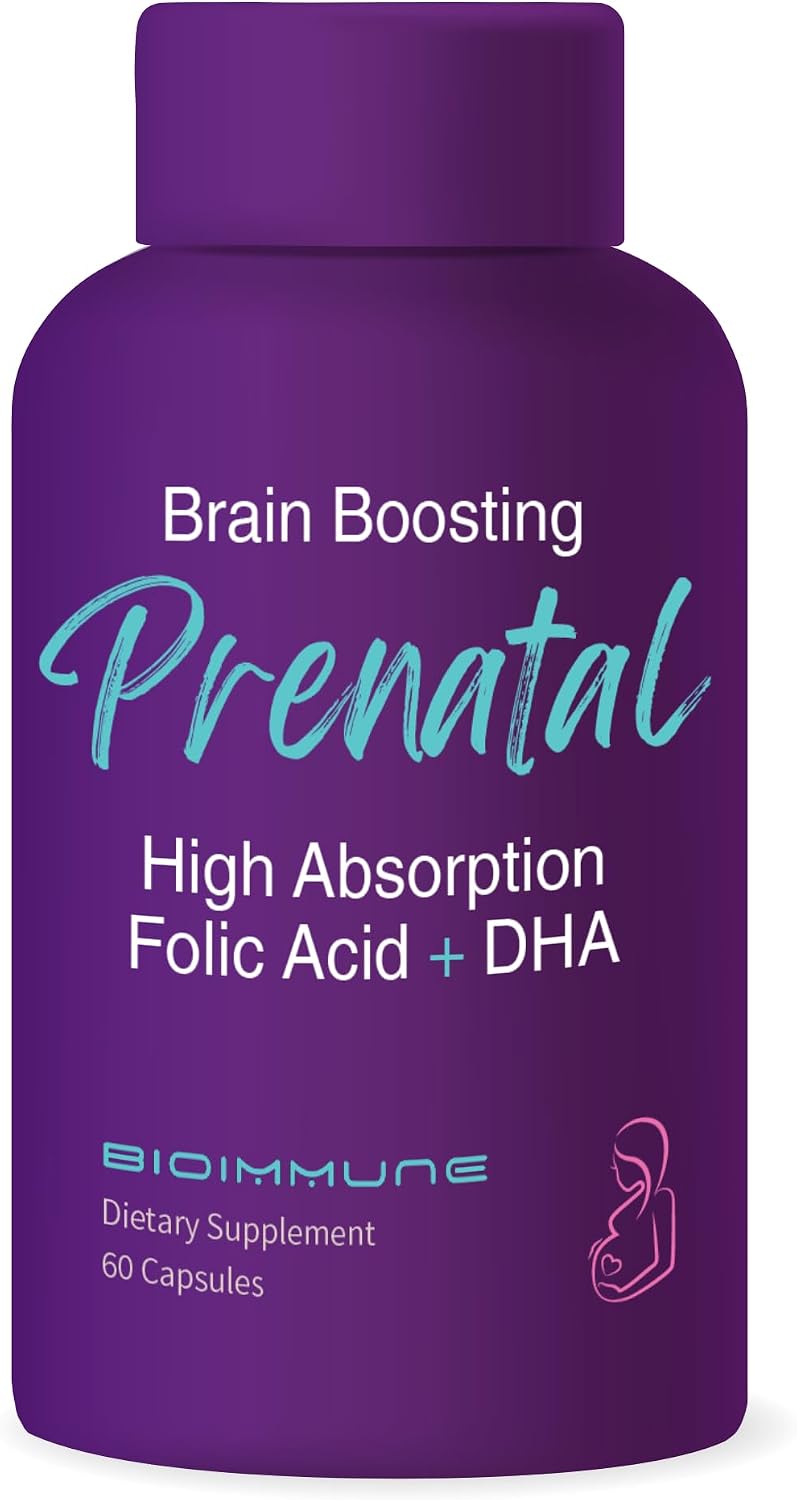 BioImmune Ultra Strength – Vitaminas Prenatales de Alta Biodisponibilidad con Folato Metilado, Ácido Fólico, DHA Omega 3