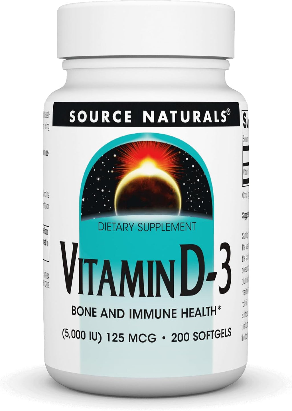 Source Naturals Vitamina D-3 5000 UI 200 Cápsulas Blandas