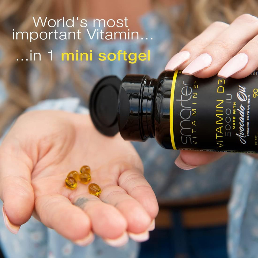 Smarter Vitamin D3 5000 UI en Aceite de Aguacate – 270 Mini Cápsulas Blandas (3 Envases)