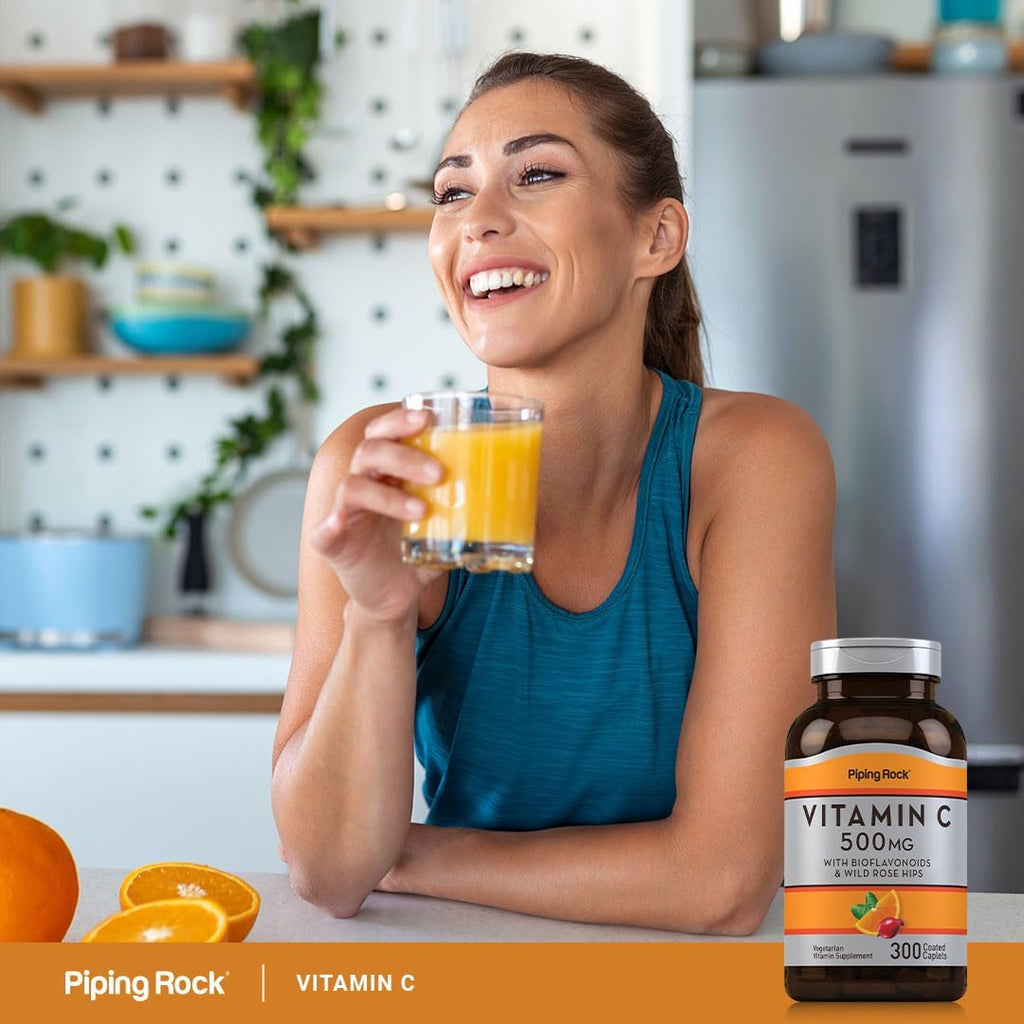 Piping Rock Vitamina C 500 mg con Escaramujo y Bioflavonoides | 300 Comprimidos