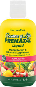 NaturesPlus Source of Life Prenatal Liquid - Sabor Tropical - 30 fl oz - Multivitamínico y Mineral con Hierro