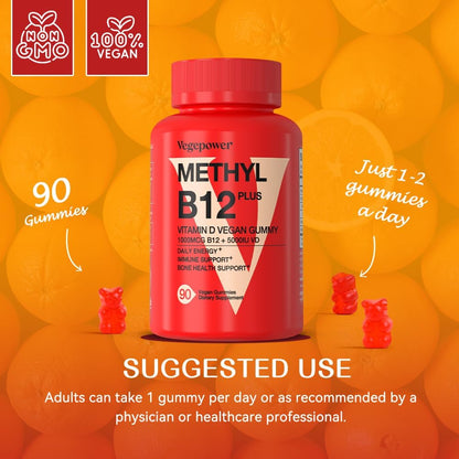 VEGEPOWER Gominolas Veganas de Vitamina D3 y B12, Metilcobalamina, para Adultos y Niños, Sabor Naranja, 90 Gominolas – Image 8