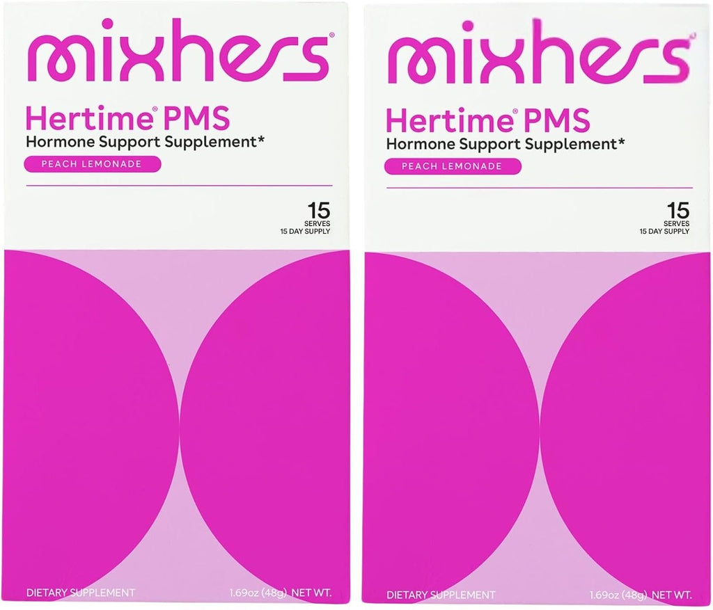 Hertime PMS - Apoya un Ciclo Menstrual Saludable - con Minerales, Raíz de Peonía, Ginseng Siberiano - Sin Azúcar - 15 Sobres - Limonada de Frambuesa