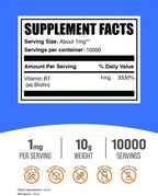 BulkSupplements.com Biotina Pura en Polvo - Vitamina B7, 10g