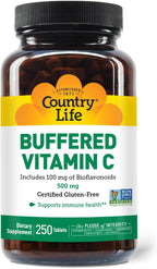 Country Life Vitamina C Tamponada con Bioflavonoides, 500 mg, 250 comprimidos