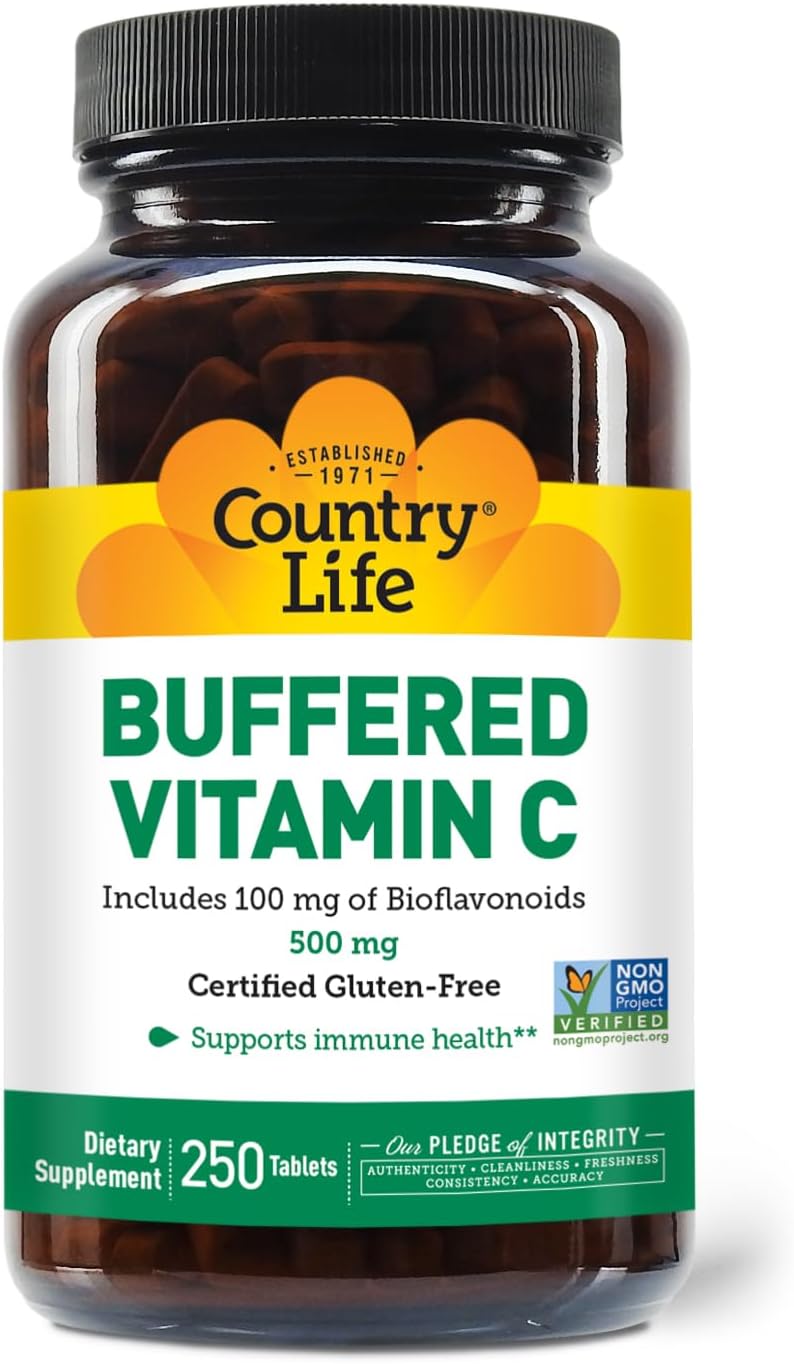 Country Life Vitamina C Tamponada con Bioflavonoides, 500 mg, 250 comprimidos