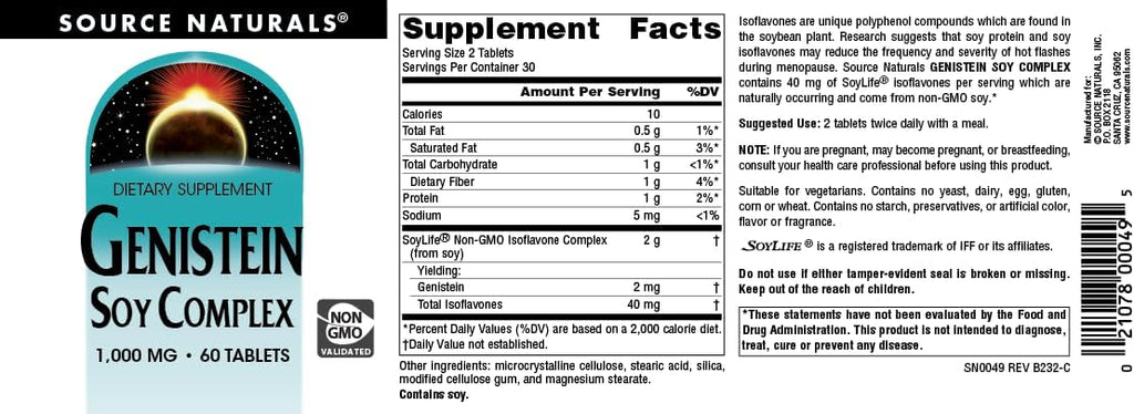 Source Naturals Genistein Soy Complex, 40 mg - 60 Comprimidos