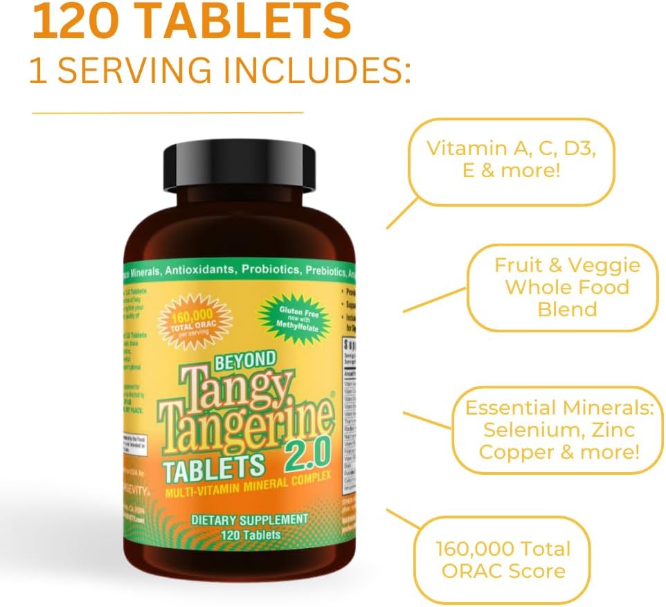 Youngevity Beyond Tangy Tangerine 2.0 Complejo Multivitamínico y Mineral - 120 Comprimidos