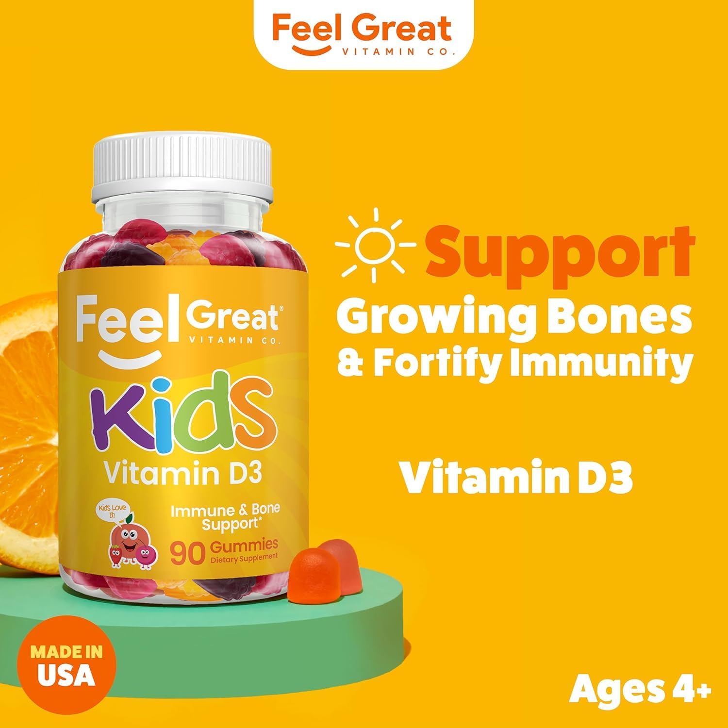Feel Great Gominolas de Vitamina D3 para Niños 1000 UI - Sabor Cítrico (Pack de 2)