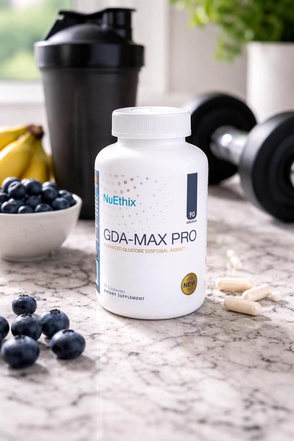 NuEthix Formulations GDA-MAX PRO, Suplemento con Berberina HCL Doble Concentración, Apoyo al Metabolismo de la Glucosa, 90 Cápsulas