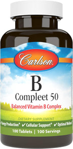 Carlson B Compleet 50 - Complejo B Equilibrado, 100 Comprimidos