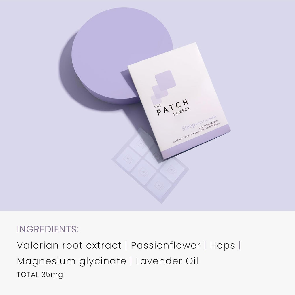 The Patch Remedy Sleep con Lavanda | Valeriana, Pasiflora, Lúpulo, Glicinato de Magnesio | 30 Parches
