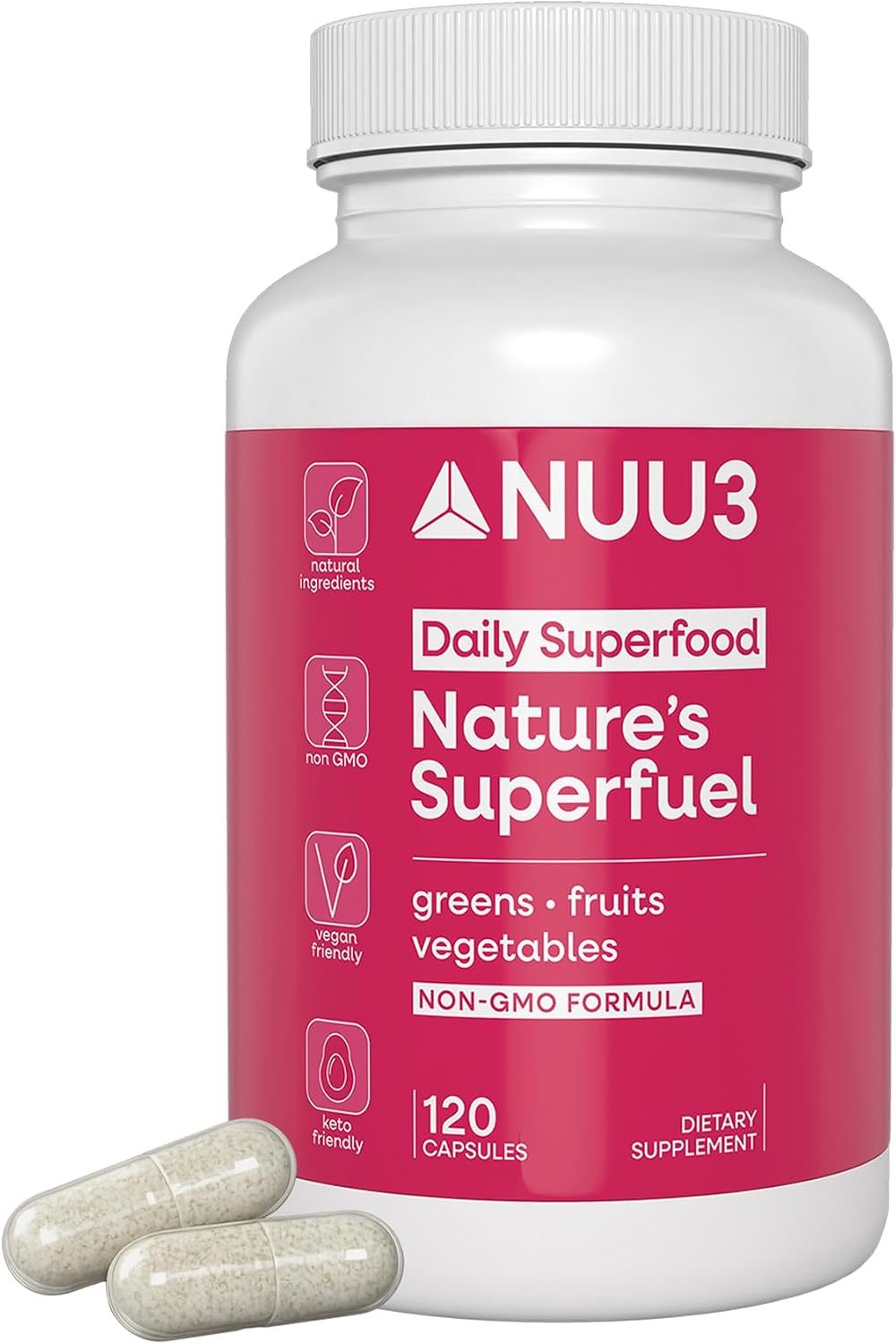 Nature’s Superfuel - Cápsulas de Frutas y Verduras para Hombres y Mujeres - Apoyo Nutricional para Inmunidad, Bienestar, Estilo de Vida Activo y Salud Digestiva - Vitaminas, Minerales y Antioxidantes - 120 Cápsulas