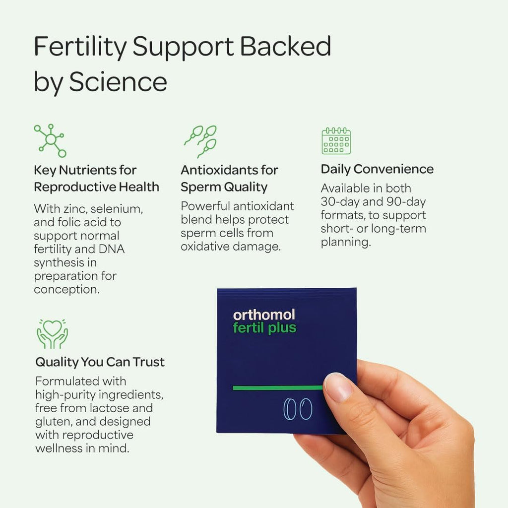 Orthomol Fertil Plus 30 - Suplemento prenatal masculino con selenio y L-carnitina (30 días)