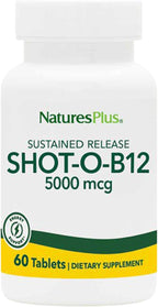 NaturesPlus Shot-O-B12 5000 mcg - 60 Comprimidos de Liberación Sostenida (Paquete de 2) - Apoya la Producción de Energía y el Estado de Ánimo - Vegetariano, Sin Gluten - 120 Raciones