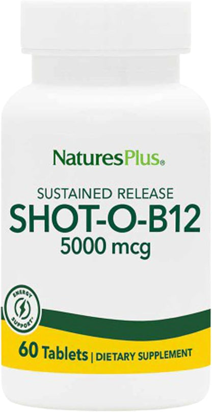 NaturesPlus Shot-O-B12 5000 mcg - 60 – Metabolismo energético normal: Ayuda a convertir los alimentos en energía – Image 1