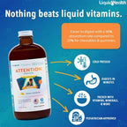 LIQUIDHEALTH Attention, Multivitamínico Líquido para Niños y Adolescentes - Sabor Mango-Mandarina, Vegano, Sin Azúcar (Pack de 2)