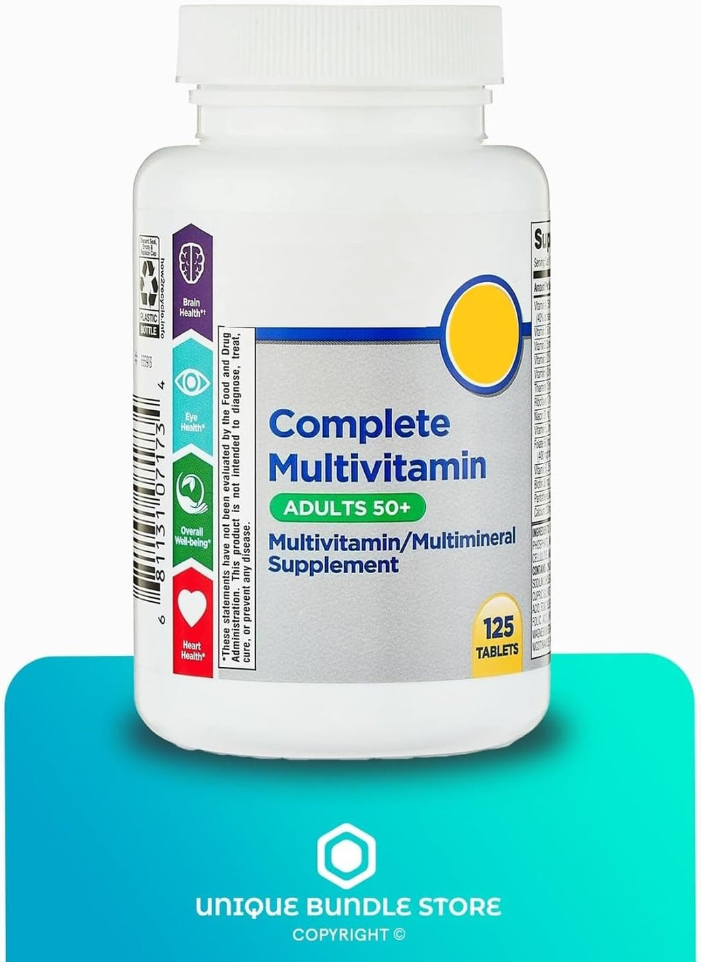 Equate Complete Multivitamin para Adultos 50+ - 125 Comprimidos + Pastillero