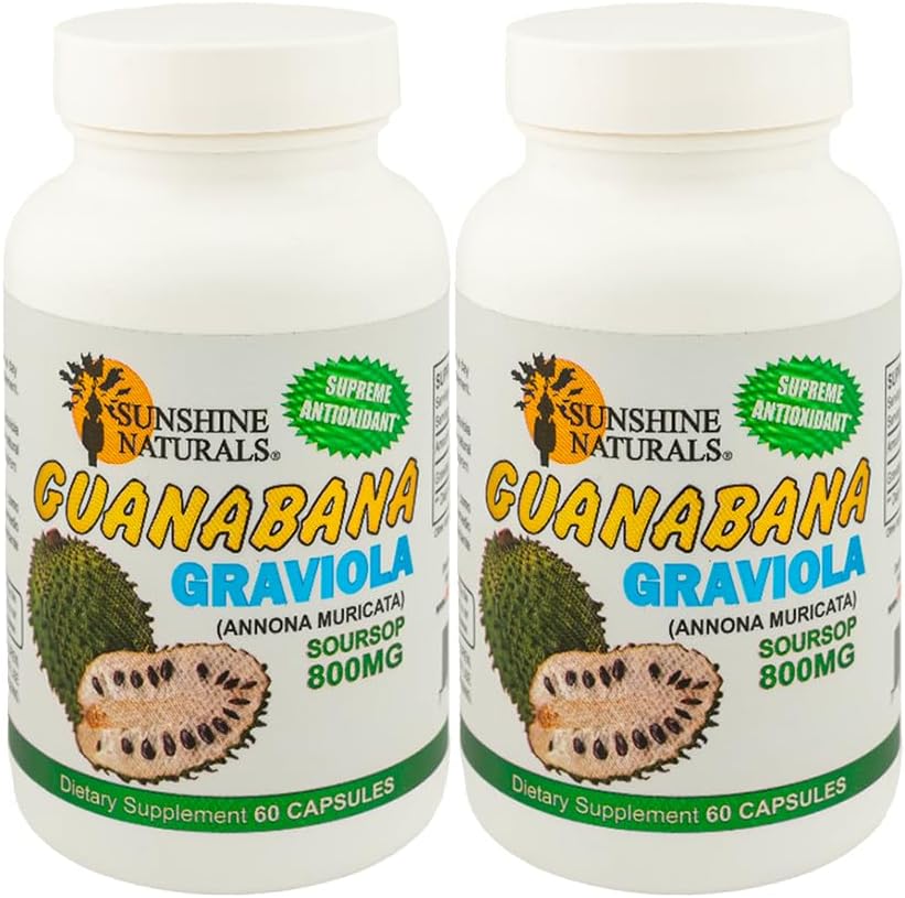 Sunshine Naturals Graviola - Suplemento de Graviola (Soursop) - 60 Cápsulas (Pack de 3)