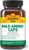 Country Life Maxi-Amino Caps – 16 Aminoácidos Libres – 180 Cápsulas Vegetales