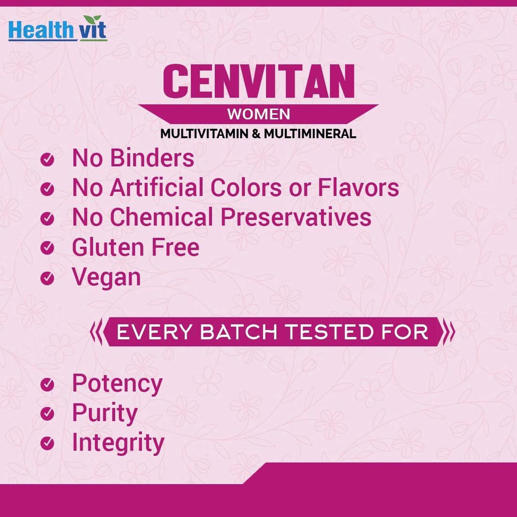 Dharma Healthvit Cenvitan Multivitamínico y Multimineral para Mujeres con 26 Nutrientes – 60 Comprimidos